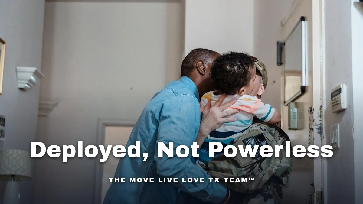 A service member reunited with family in the bright doorway of a home in morning light