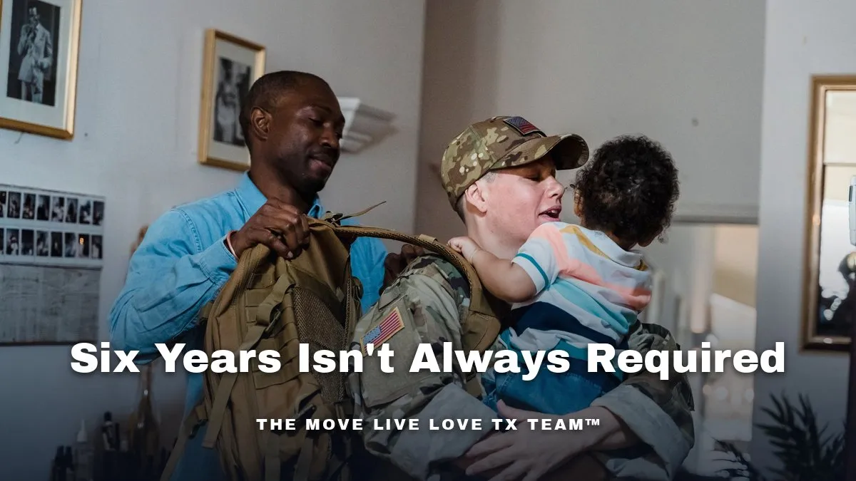 A Texas National Guard service member in uniform reviewing mortgage paperwork with a lender at a bright, sunlit desk.